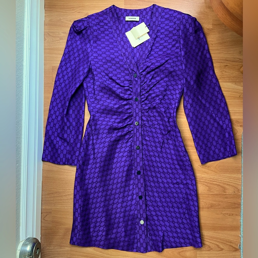 Sandro Violet Mini dress with snaps